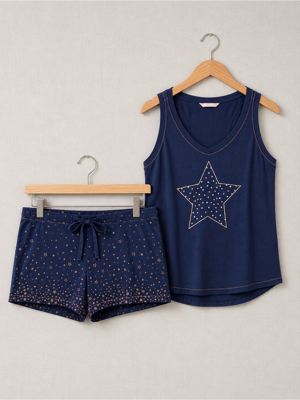 La Vie En Rose Navy Tank & Star-Print Shorts Sleep Set